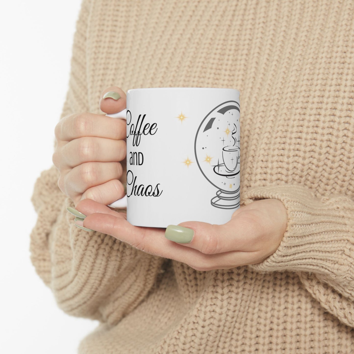 Coffee and Chaos Mug, Funny White Ceramic Coffee Mug 11oz, Chaos Coordinator Gift , Mom Life Mug ,Coworker Gift , Caffeine Lover Mug