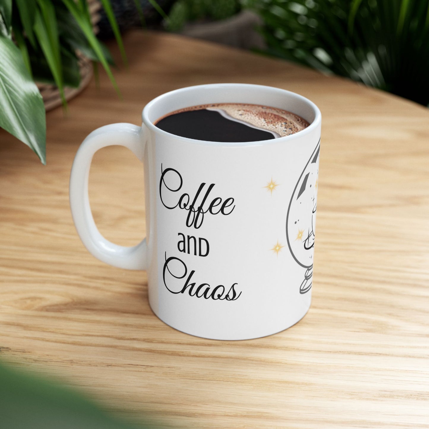 Coffee and Chaos Mug, Funny White Ceramic Coffee Mug 11oz, Chaos Coordinator Gift , Mom Life Mug ,Coworker Gift , Caffeine Lover Mug