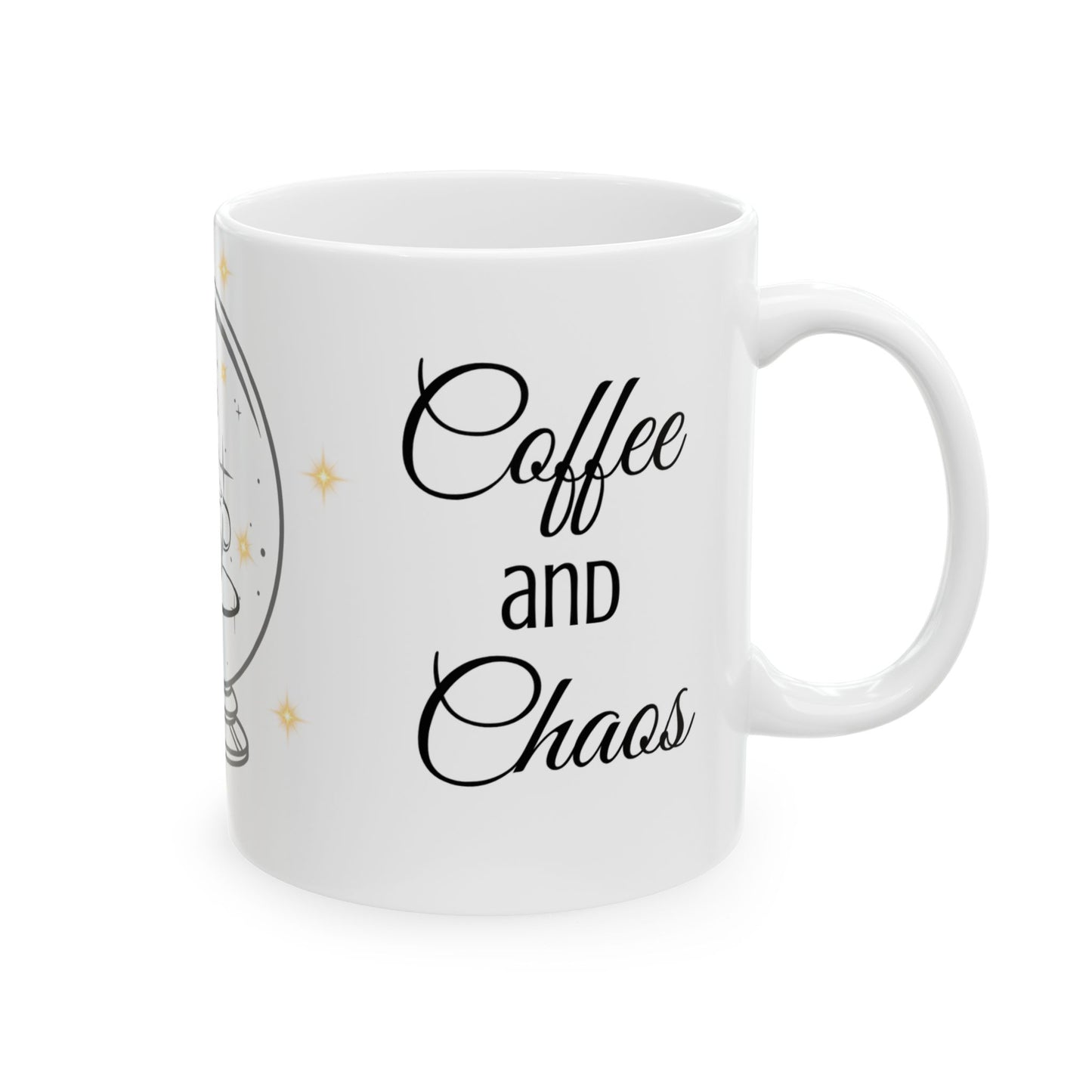 Coffee and Chaos Mug, Funny White Ceramic Coffee Mug 11oz, Chaos Coordinator Gift , Mom Life Mug ,Coworker Gift , Caffeine Lover Mug