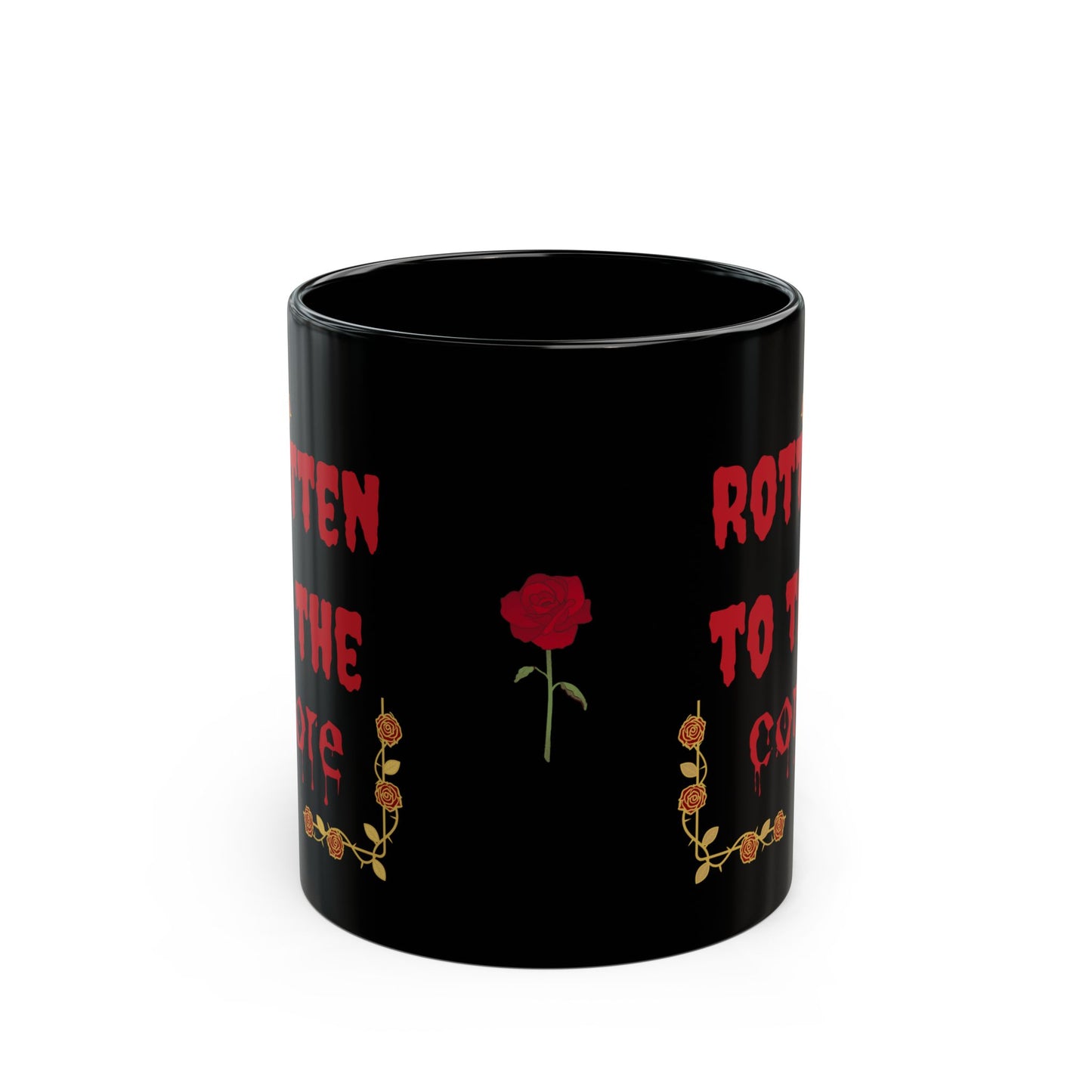 "Rotten to the Core" Coffee Cup - Gothic Rose Black Mug - 11oz