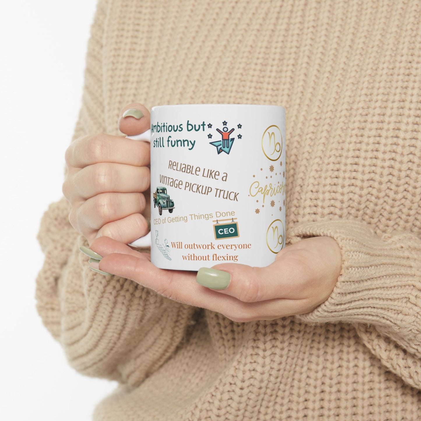 Capricorn Zodiac Ceramic Coffee Mug - 11 oz - Inspirational Fun Mug for Astrological Enthusiasts - Perfect Gift for Birthdays and Celebrations