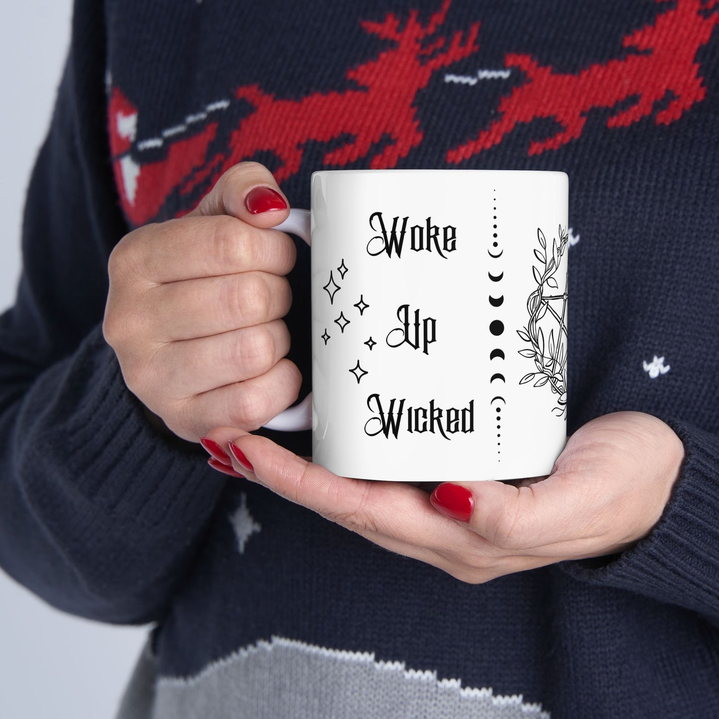 Mystical Pentagram Ceramic Mug - 11oz - Perfect for Witchcraft Lovers and Spiritual Gatherings